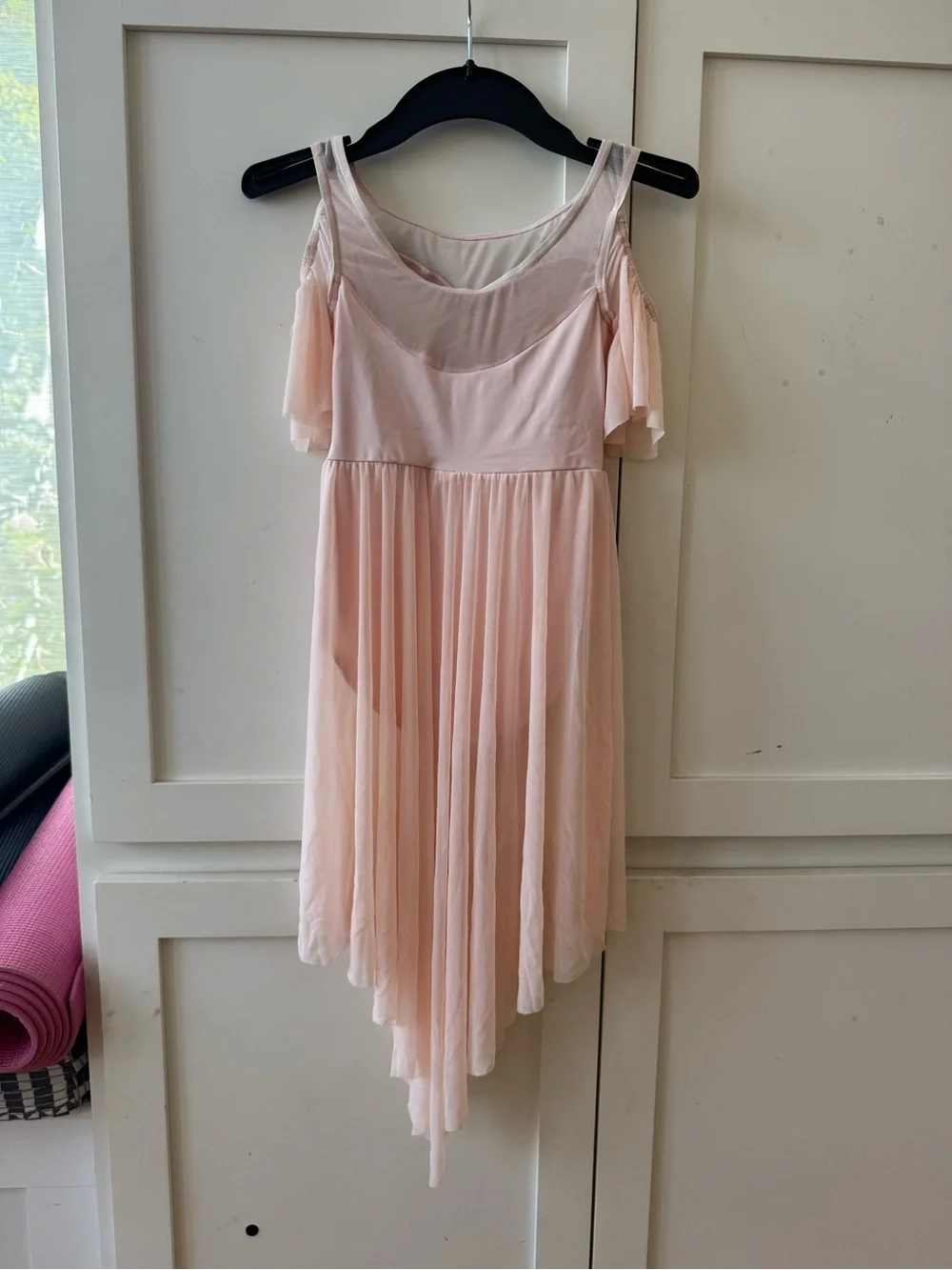 Weissman Pale Pink Chiffon Dance Dress with Silver Appliqué